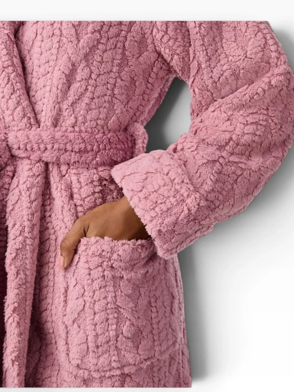 Room Service Cable Knit Cozy Wrap Robe NWOT | Medium Pink Soft Belted Lounge